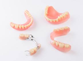 An assortment of different types of dentures